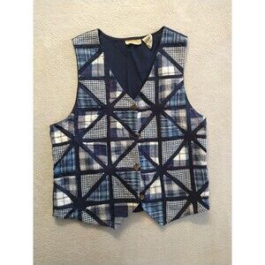 Weekend Provisions Vest Women's Small Flannel Quilting Blue Button Up